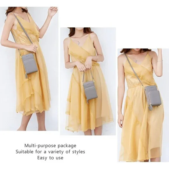 Small Leather Crossbody Bag for Women Compact Multi-Function Handheld